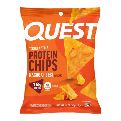 [BRSWGAA3CEPWCGTZ] Quest Nutrition Nacho Cheese Tortilla Style Protein Chips, 18g Protein, 4g Net Carb, Low Carb, Gluten Free, 1.1 oz (Pack of 12)