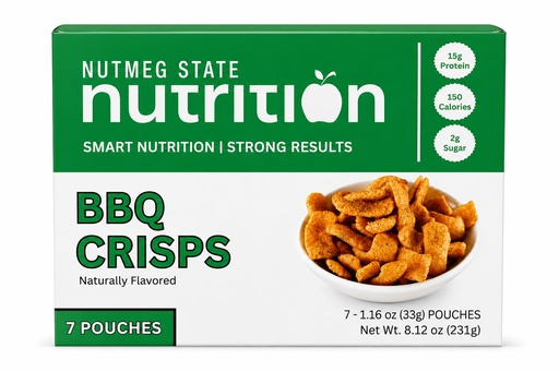 [BRSRAELROQPBSDT2] Nutmeg State Nutrition - High Protein Crisps, Protein Chips, 15g Protein, 150 Calories, 2g Sugar, Diet Snacks, Keto, 7 Servings Per Box (1 Box, Barbecue)