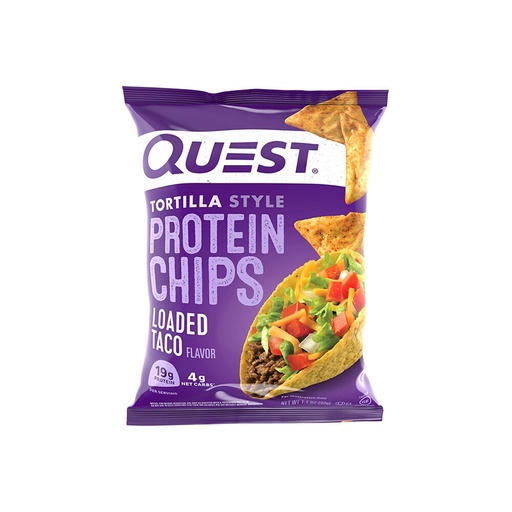 [BRSROCAYC4BBYCA3] Quest Protein Chips, Cheddar & Sour Cream and Loaded Taco Flavors, High Protein, Low Carb, Gluten Free, 1.1 Ounce (Packs of 12)