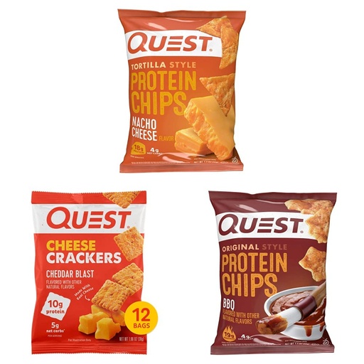 [BRSROYAQAEIQKCA3] Quest Nutrition Protein Chips and Cheese Crackers Bundle (12 Count)