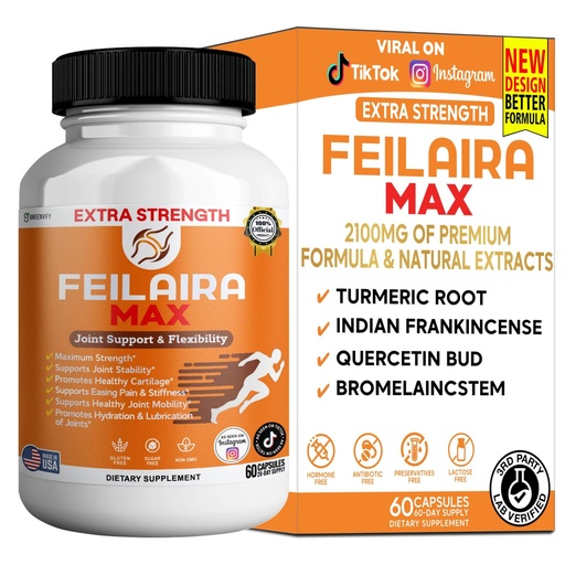 [BRSREGQFOBYAAHQ6] Feilaira Max Extra Strength Joint Support Supplement, Glucosamine Complex for Mobility, 60 Capsules
