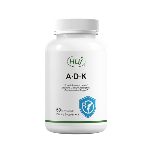 [BRSRABTRAR6GMCA4] HUJ ADK Supplement, 60 Capsules, Calcium, Vitamins A, D3, K2 (MK-7)