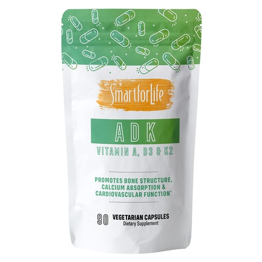 [BRSWYBT7BB5RQCYZ] Smart for Life ADK Vitamins Supplement - High Potency Vitamin ADK - Vitamin D3, Vitamin K2 & Vitamin A - Supports Bone and Heart Health - 5,000 IU Vitamin A - 5,000 IU Vitamin D3-500mcg Vitamin K2