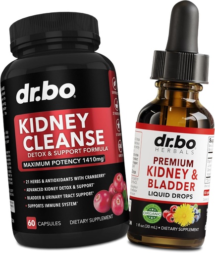 [BRSRAZAFAF5BG3LB] Kidney Cleanse Detox Support Supplement & Bladder Health Drops - Organic Kidney Bladder Supplements Drops & Pills Juniper Berry Cleavers Dandelion Cranberry - Kidneys Renal & Urinary Tract Supplements