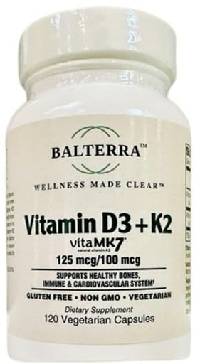 [BRSRECAEBAIGKGY3] Vitamin D3 + K2 by Balterra – Bone, Immune & Heart Support Supplement