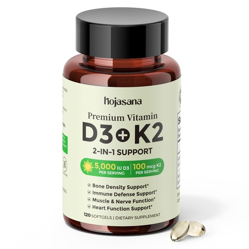 [BRSRGFANPJ5WCDI7] Vitamin D3 K2 MK-7 5000 IU & 100 mcg for Bone & Heart Support, 120 Day Supply, Softgels, Gluten Free Keto Supplement, Triple-Lab Verified No-Clump Formula
