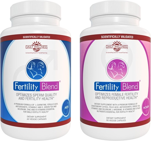 [BRSWIZ34AYPACGDU] One Month Supply Each-FERTILITY BLEND Supplement for MEN (60 Tablets) and FERTILITY BLEND Supplement for WOMEN (90 Tablets).by The Daily Wellness Co.