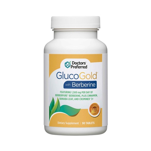 [BRSROEALBMCGOC3X] DOCTORS' PREFERRED GlucoGold with Berberine, Concentrated Cinnamon, Chromium, Banaba Leaf Extract (90 Tablets)