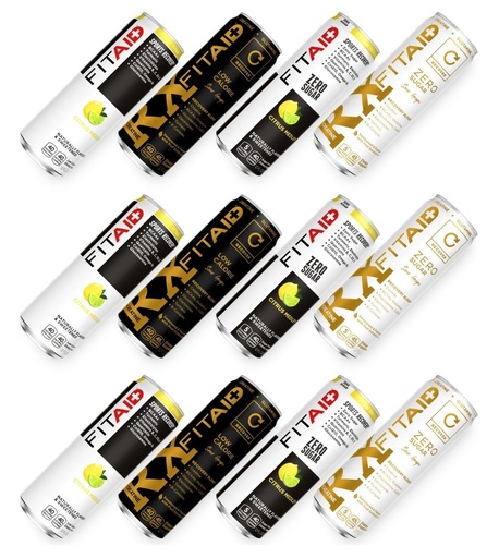 [BRSRAEI3DEMGOCDF] FITAID Post Workout Recovery Drink Variety Pack, BCAA Electrolytes, Citrus, Zero Sugar & Creatine Options, 12 oz (Pack of 24)