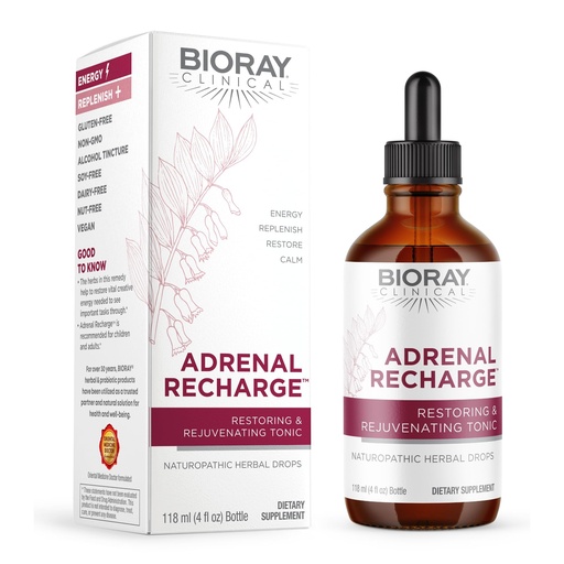 [BRSRAFT4OJ7AYDIV] BIORAY Clinical Adrenal Recharge - 4 fl oz - Restoring & Rejuvenating Alcohol Tincture - Non-GMO, Vegan, Gluten Free