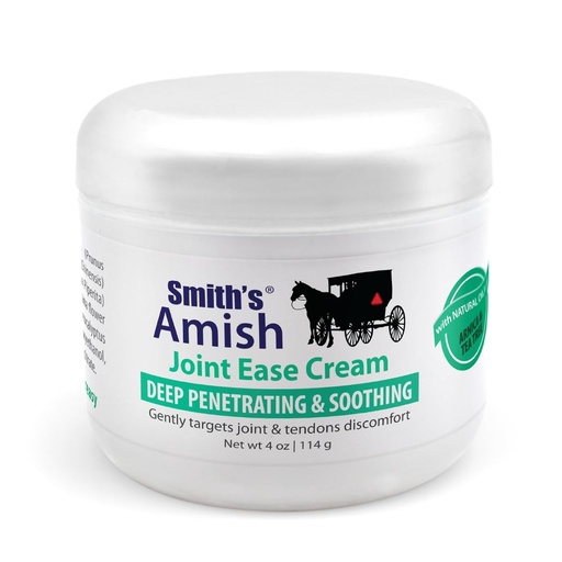 [BRSWKYYIPMIGODY7] Smith’s Amish Joint Ease Cream 4 oz jar. Soothing and Cooling, with Botanicals of Arnica, Peppermint, Tea Tree, Rosemary and Eucalyptus