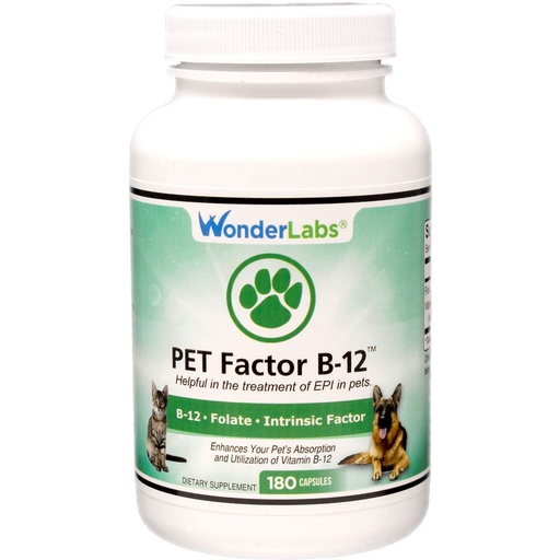 [BRSWGFIZCFYQGG35] Wonder Laboratories Pet Factor B-12 | Vitamin B-12 in Methylcobalamin Form | Popular in Treatment of EPI in Dogs 180 Capsules