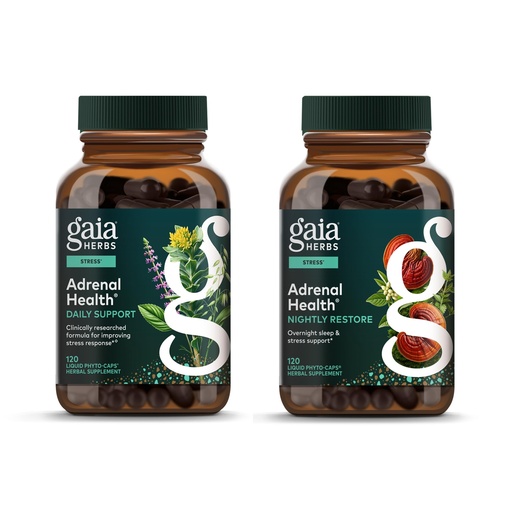 [BRSRGBQROB6GGG33] Gaia Herbs Adrenal Health Daily Support, Help Maintain Healthy Energy & Stress Levels*,120 Liquid Phyto-Caps Adrenal Health Nightly Restore, 120 Liquid Phyto-Caps - Bundle