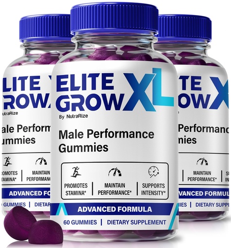 [BRSRACYHAEOWOYDX] NutraRize (3 Pack) Elite Grow XL Gummies Male, Official Elite Grow XL for Men, Premium Formula for Performance, Energy & Stamina, All-Natural EliteGrowXL, EliteGrow X ME Gomitas Review (180 Gummies)