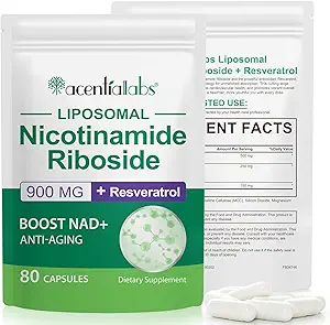 [BRSRAGLYOIMG22D2] NAD+ Supplement for Anti Aging and Cell Regeneration, 900mg NAD Supplement, Liposomal Nicotinamide Riboside, Support Cellular, Muscle & Energy, NMN Supplement Alternative 80p