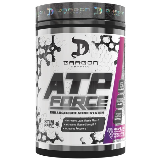 [BRSRMA34OAGR4HYU] DRAGON PHARMA ATP Force Enhanced Creatine System, Stim-Free, Increase Lean Muscle Mass & Recovery, 5 Grams of CreaPure, Improves Blood Flow (30 Servings, Grape Juice)