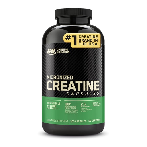 [BRSWIYQOBIMAO2L2] Optimum Nutrition Micronized Creatine Monohydrate Capsules, Keto Friendly, 2500mg, 300 Capsules (Packaging May Vary)