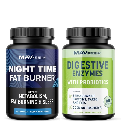 [BRSRAHD3OJ5BS3DX] Advanced Digestive Enzymes Complex and Night Time Fat Burner Capsules | Overnight Metabolism Booster for Fat Burning and Gut Health Support | Comprehensive Digestive Wellness Bundle