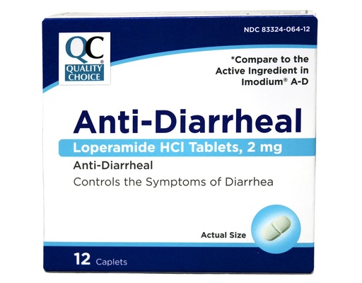 [BRSWY2QRCICWA3L5] Quality Choice Anti-Diarrheal Loperamide HCI Tablets, 2 mg, 12 Caplets