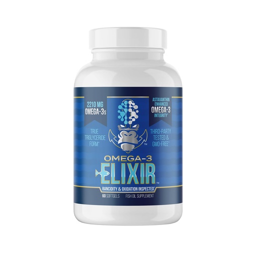 [BRSRAFQPA55BM23P] Gorilla Mind Omega-3 Elixir™ | 2210mg Fish Oil Re-Esterified Triglyceride Form | EPA, DHA + 2 Fatty Acids | Astaxanthin Infusion for Bolstered Integrity | 3rd Party & Rancidity Tested | 60 Softgels