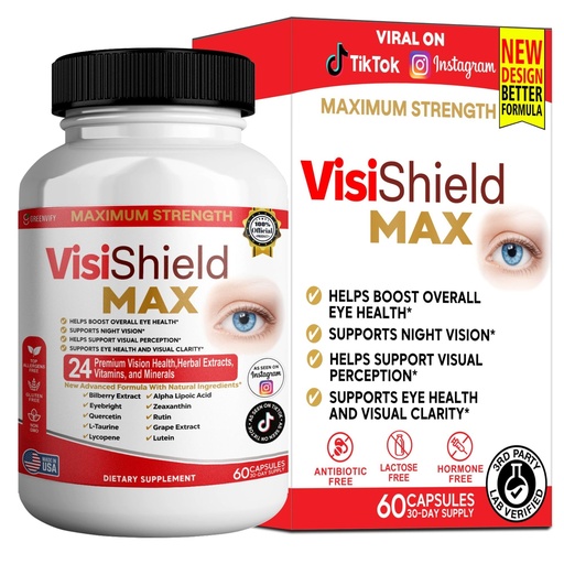 [BRSRGHATCR7RUC3Z] VisiShield Max Eye Health Supplement, 24 Premium Vision Vitamins and Minerals, 60 Capsules (1)