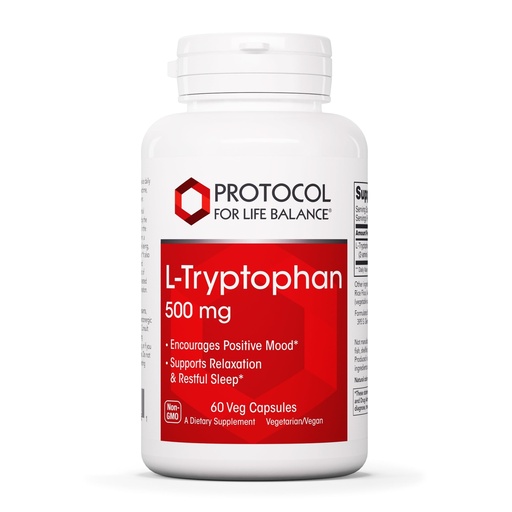 [BRSWIHD3DIEBGC36] PROTOCOL FOR LIFE BALANCE L-Tryptophan 500mg - Stress Relief and Relaxation - 60 Veg Caps