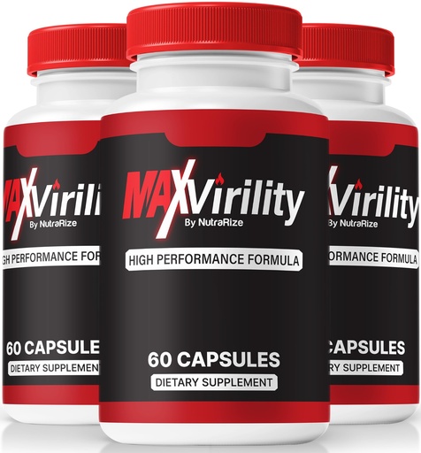 [BRSRABAFARYBACDA] (3 Pack) MaxVirility Capsules, Official Max Virility For Men, Premium High Performance Formula for Overall Health, All-Natural Ingredients for Male Performance, MaxVirility Review (180 Capsules)