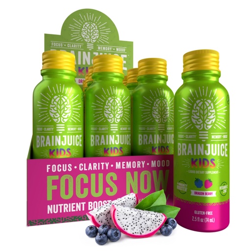 [BRSW2HY2CAMWO3LB] BrainJuice Brain Support Shot, Gluten Free Supplement Shots for Energy & Focus, Healthy Drinks with Alpha GPC, Vitamin B, 2.5 fl oz, 12 Pack (Dragon Berry)