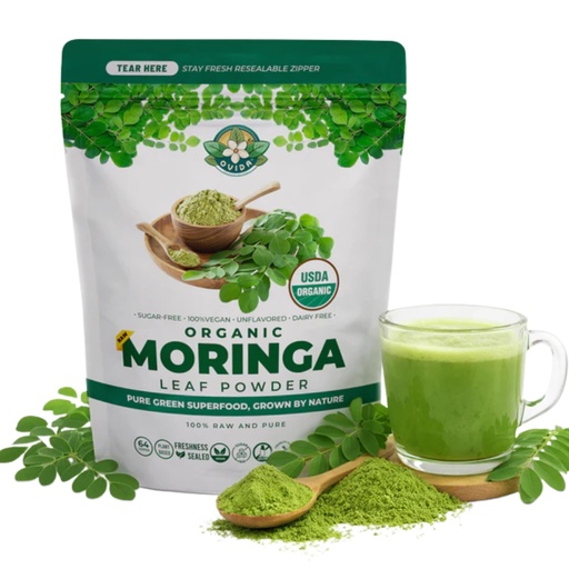 [BRSRGBQRA4BR6DTX] OVIDA Organic Moringa Leaf Powder, Pure Moringa Powder, Caffeine Free Green Powder, Smoothie & Tea Blend, No Additives, 4 oz (113g)