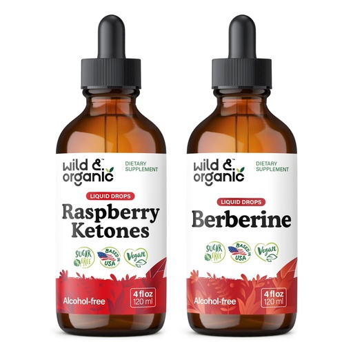 [BRSRGGIBAR5GKAYU] Wild & Organic Raspberry Ketones Tincture 4 fl oz & Berberine Tincture 4 fl oz