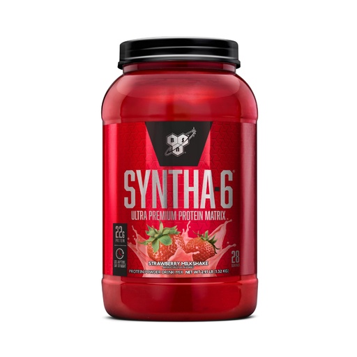 [BRSWIYQOCN5BEFDI] BSN SYNTHA-6 Whey Protein Powder, Strawberry Protein Powder with Micellar Casein, Milk Protein Isolate, Strawberry Milkshake, 28 Servings (Packaging May Vary)