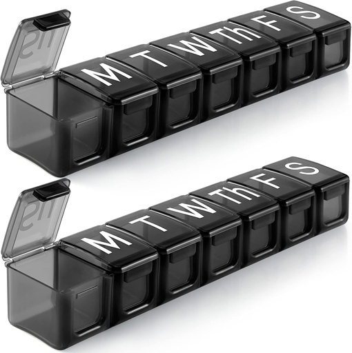 [BRSWYHY5CUHAYALG] 2 Pack Extra Large Weekly Pill Organizer, BPA Free Pill Box 7 Day with XL Compartment for Fish Oils, Travel Friendly Medicine Organizer Pill Case for Vitamins,Supplements