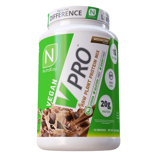 [BRSWIGL2AIGQIELO] NutraKey V-Pro, Raw Plant Protein Powder, Organic, Vegan, Low Carb, Gluten Free with with 20g of Protein (Mocha) 2-Pound