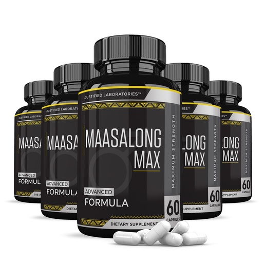 [BRSW2BDYCMBR4DY7] Justified Laboratories Maasalong Max - Men’s Health Supplement with L-Arginine for Strength, Stamina & Performance - 60 Capsules (Pack of 5)