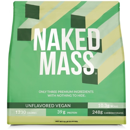 [BRSRAGD7A4OWA2DJ] NAKED Vegan Mass - Natural Vegan Weight Gainer Protein Powder - 1,230 Calories, NSF Certified, Non-GMO, Soy & Gluten Free, No Artificial Ingredients - 12LB Bulk - 17 Servings
