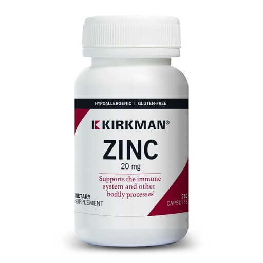 [BRSWIATRA4PQY2AZ] Kirkman - Zinc 20mg - 250 Capsules - Immune Support - High Absorption - Hypoallergenic