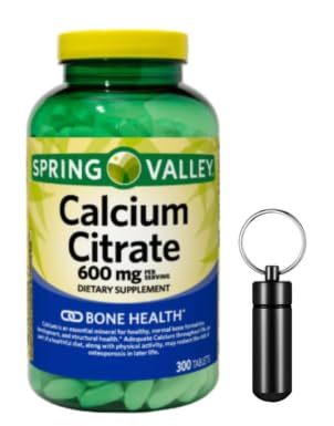 [BRSREFQ6AENWGHQ2] Calcium Citrate 600mg Supplement, 300 Count, High Absorption Tablets for Bone Health with Pill Holder