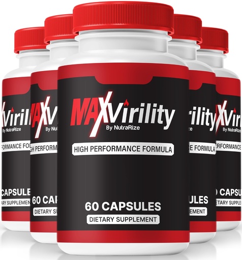 [BRSRABAFAAFRAGT5] (5 Pack) MaxVirility Capsules, Official Max Virility For Men, Premium High Performance Formula for Overall Health, All-Natural Ingredients for Male Performance, MaxVirility Review (300 Capsules)