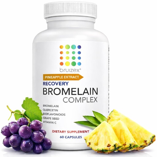 [BRSWEBA7C4PBQYLA] Bruizex Bromelain & Quercetin Recovery Complex - Post Surgery Recovery Bruising, Swelling Relief, Lymphatic Drainage - Post 360 lipo, BBL, Liposuction, Tummy Tuck - Non GMO - 60 Capsules