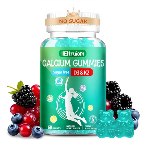 [BRSREZAFCN4BYFI4] Liposomal Calcium Citrate Gummies for Kids & Teen,1000mg Calcium with Vitamin D3 & K2 for for Muscle & Immune Support, Calcium Chews,Sugar Free, 60 Chews