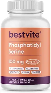 [BRSRMFI5AF7QOAI4] BESTVITE Phosphatidylserine 100mg per Capsule (240 Vegetarian Capsules) (120x2) with Sharp-PS® Green - Patented and Clinically Tested - Stearate Free - Soy Free - Gluten Free - Vegan - Non GMO