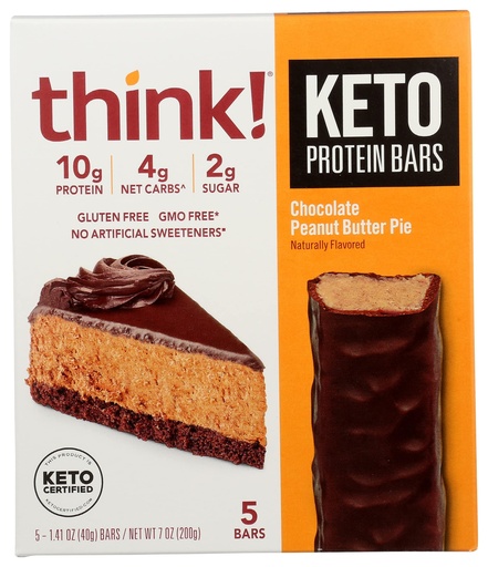 [BRSRMZDQA54GOE33] Think! Protein Bars, High Protein Snacks, Gluten Free, Sugar Free Energy Bar with Whey Protein Isolate, Chocolate Peanut Butter Pie, Nutrition Bars without Artificial Sweeteners, Keto, 5Pc, 7.05 Oz (Pack of 6)