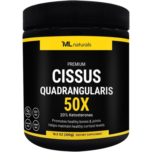 [BRSROBQ2OIDWKYL7] ML Naturals Cissus Quadrangularis 50X Powder – 1,000mg (Per Serving) – 50:1 Extract (20% Ketosterones) – 300g – Supports Joint & Bone Health