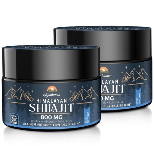 [BRSROHYRCECGAHT4] Ajoblanco 800 Mg Himalayan Shilajit Resin, Shilajit Pure Himalayan Organic, Shilajit Supplement with Purity, High Dosage & Potency for Energy, Strength & Immunity, Men & Women, 30 Grams, Pack of 2