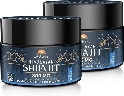 [BRSROHYRCECGAHT4] Ajoblanco 800 Mg Himalayan Shilajit Resin, Shilajit Pure Himalayan Organic, Shilajit Supplement with Purity, High Dosage & Potency for Energy, Strength & Immunity, Men & Women, 30 Grams, Pack of 2