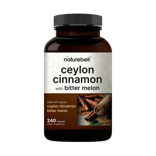 [BRSWGHY5CUGQE33U] NatureBell Organic Ceylon Cinnamon with Bitter Melon Extract - 240 Capsules - Herbal Wellness & Daily Wellness Support Complex - Triple Strength - Non-GMO - 3rd Party Tested