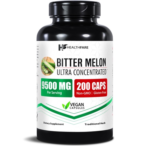 [BRSRMGIBAB7AOCT5] Healthfare Bitter Melon Capsules Extract | 200 Vegan Pills | Standardized Extra Strength Herbal Supplement | Non-GMO, Gluten-Free | Made in USA