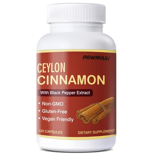 [BRSREBIDPMBBYDTV] PAWAYUU Ceylon Cinnamon Supplement, 1000mg Ceylon Cinnamon with Bitter Melon & Black Pepper, Supports Metabolic Health, Non-GMO, Vegan, 120 Capsules