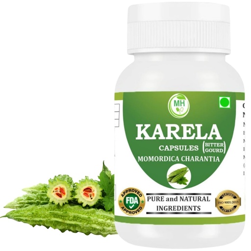 [BRSRACY7BMOQOETB] Karela Capsules – 500 mg | 60 Veg Capsules | Pure Momordica charantia Extract | Ayurvedic Herbal Supplement | Plant-Based & Gluten-Free