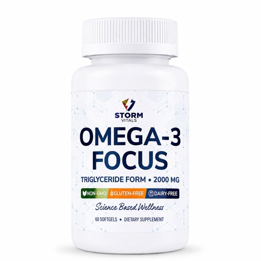 [BRSREFIDBUCWC2TJ] Omega-3 Focus 2000mg with Nootropic Formula – Citicoline, DHA, EPA, B12, PQQ, Folate & P5P – Triglyceride Form Omega 3 – 60 Softgels (60 Count (Pack of 1))